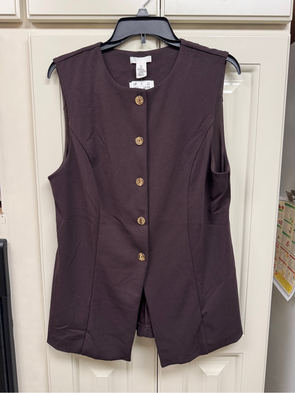 Chocolate Brown H&M Button Front Sleeveless Vest